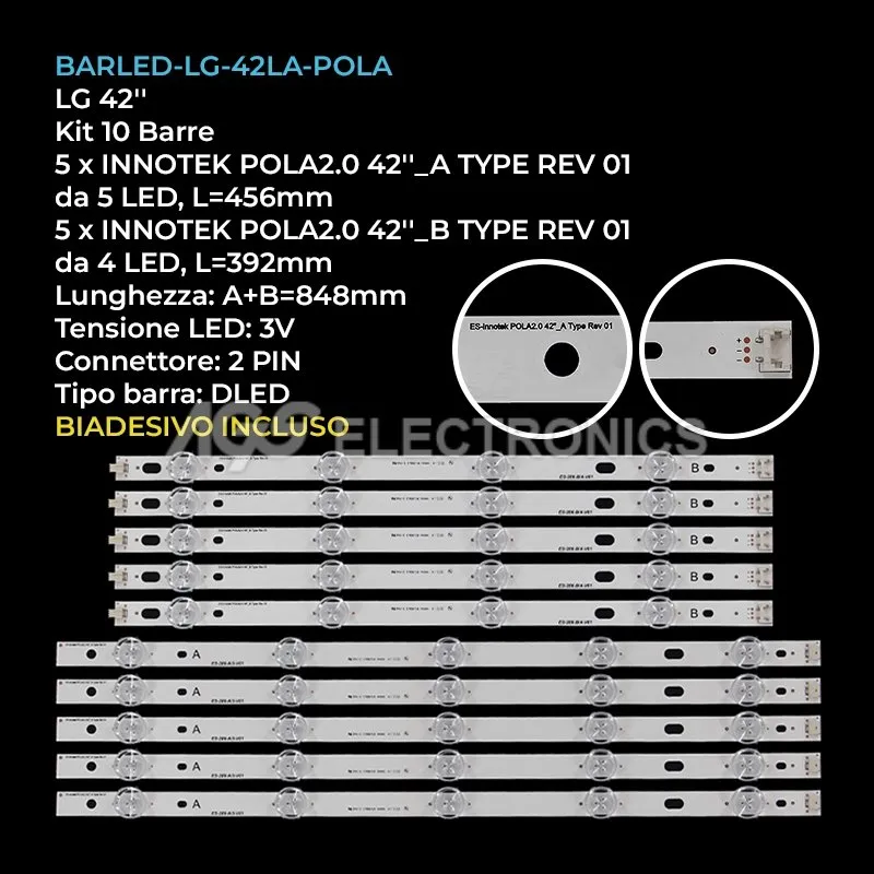 kit 10 barre LED retroilluminazione per LG 42 pollici modello 42LN5403ZA