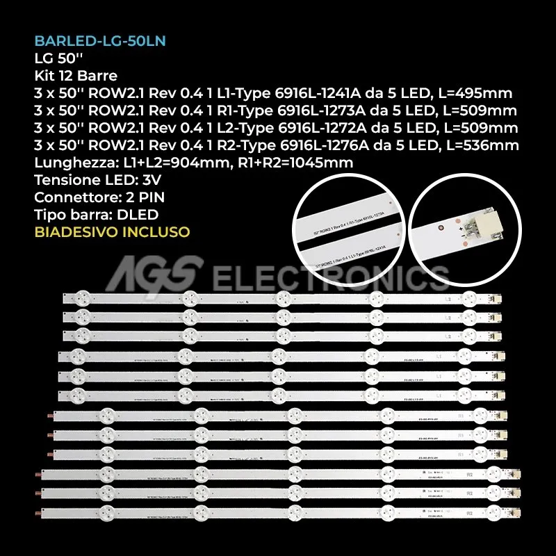 kit 12 barre LED retroilluminazione per LG 50 pollici modello 50LA6130ZB