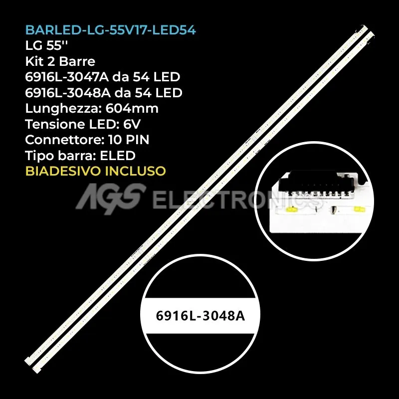 kit 2 barre LED retroilluminazione per LG 55 pollici pannello LC550EGGFLM3