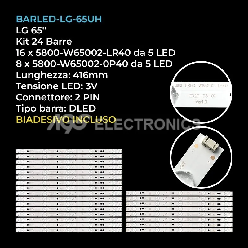 kit 24 barre LED retroilluminazione per Skyworth 65 pollici modello 65K2