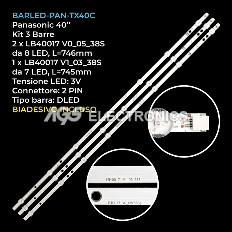kit 3 barre LED retroilluminazione per Fuego 40 pollici modello TV40FG3305