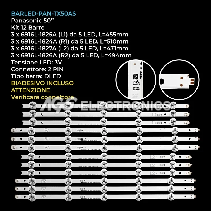 kit 12 barre LED retroilluminazione per LG 50 pollici modello 50LB676V