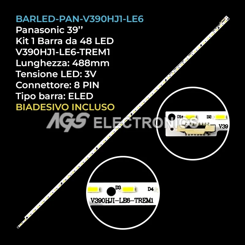kit 1 barre LED retroilluminazione per Panasonic 39 pollici modello TXL39EM5B