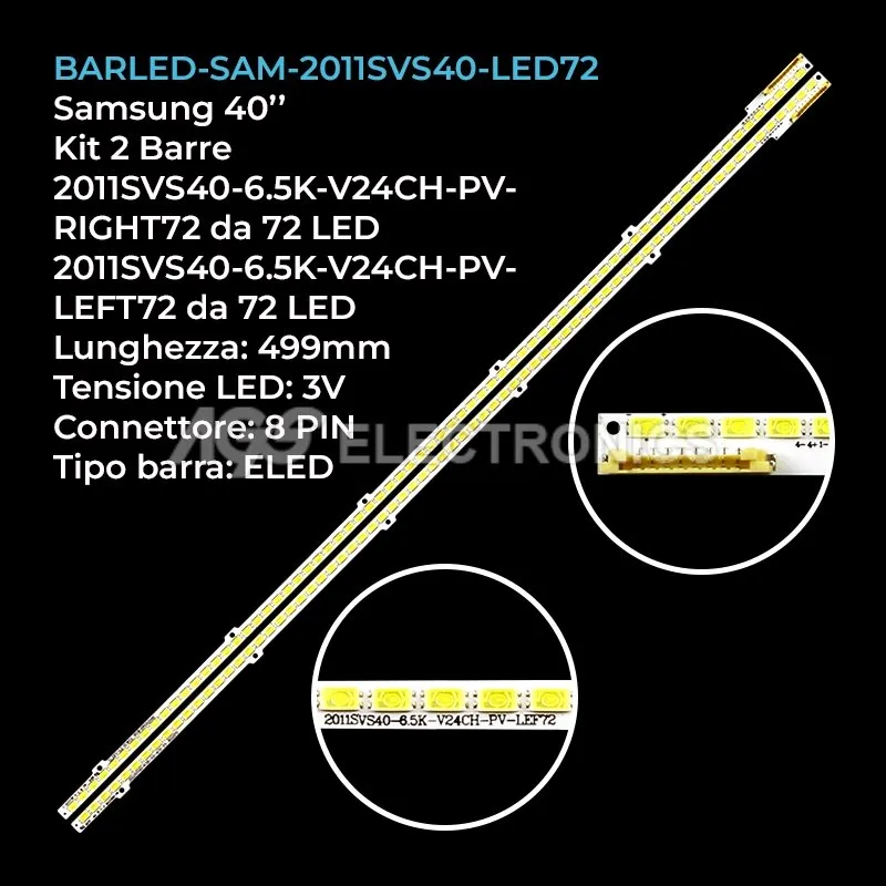 kit 2 barre LED retroilluminazione per Samsung 40 pollici modello UE40D6575WSXXE