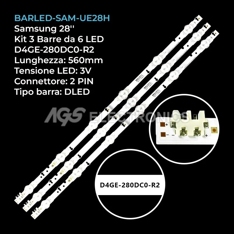 kit 3 barre LED retroilluminazione per Samsung 28 pollici pannello HH028AGER1