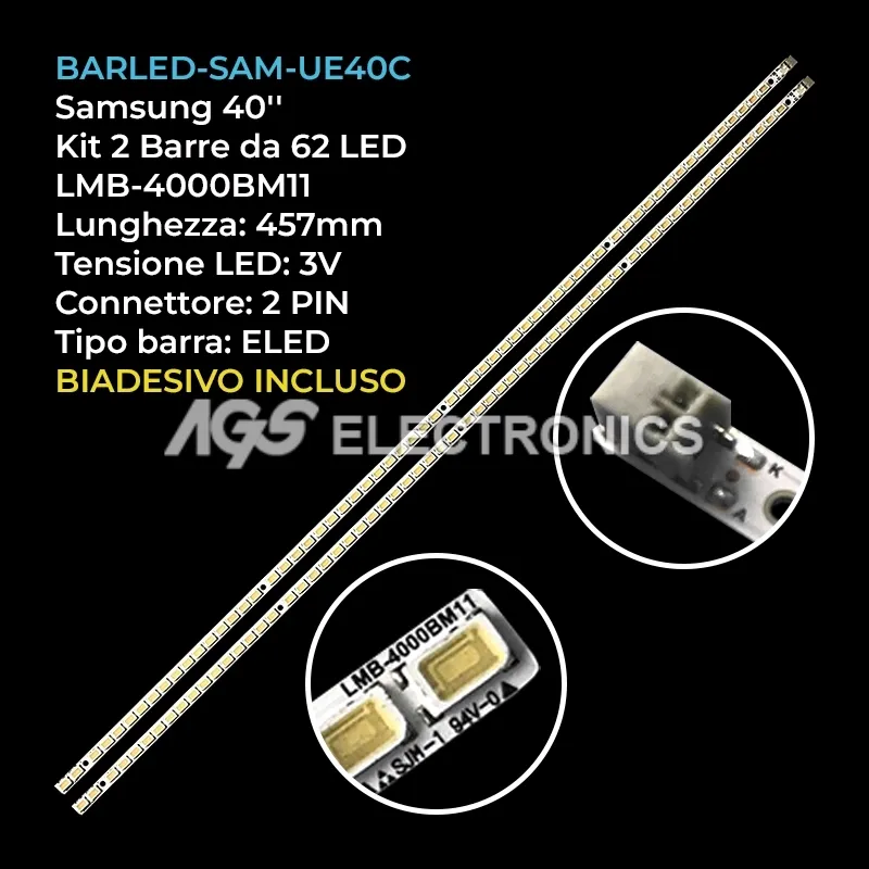 kit 2 barre LED retroilluminazione per Samsung 40 pollici modello UA40C5000