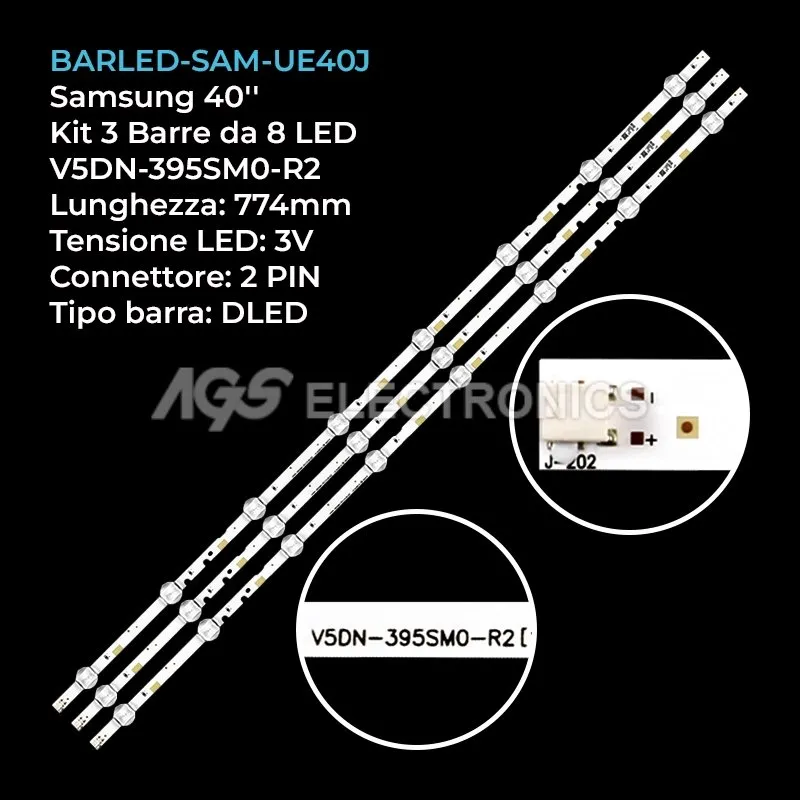 kit 3 barre LED retroilluminazione per Samsung 40 pollici modello UE40J5200