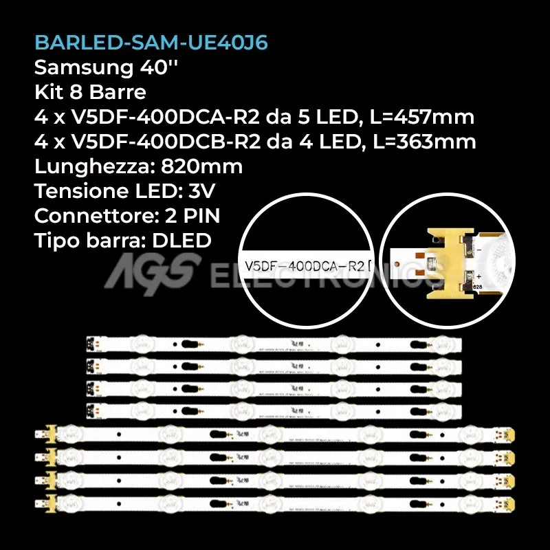 kit 8 barre LED retroilluminazione per Samsung 40 pollici modello UN40J6500AGXPE