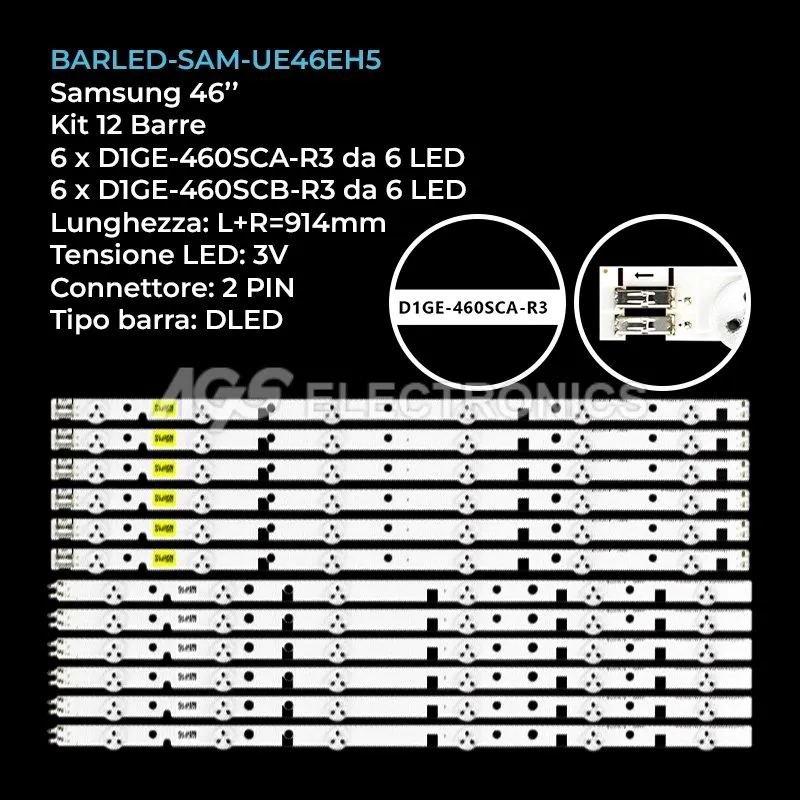 kit 12 barre LED retroilluminazione per Samsung 46 pollici modello UN46EH5000