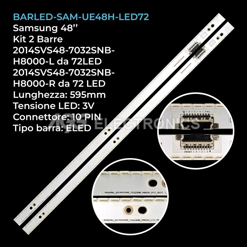 kit 2 barre LED retroilluminazione per Samsung 48 pollici modello UE48H6870AS