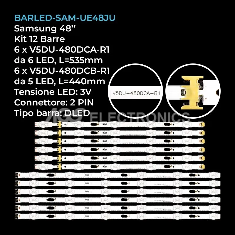 kit 12 barre LED retroilluminazione per Samsung 48 pollici modello UN48JU6100FXZP