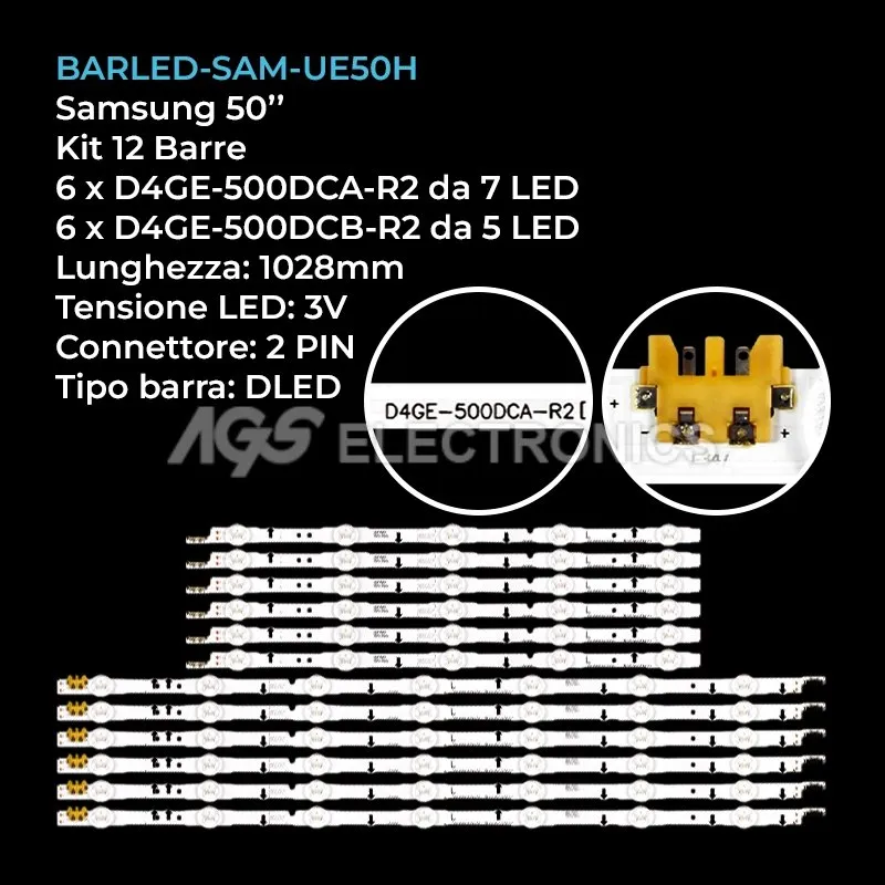 kit 12 barre LED retroilluminazione per Samsung 50 pollici modello UN50H6400AGXZS
