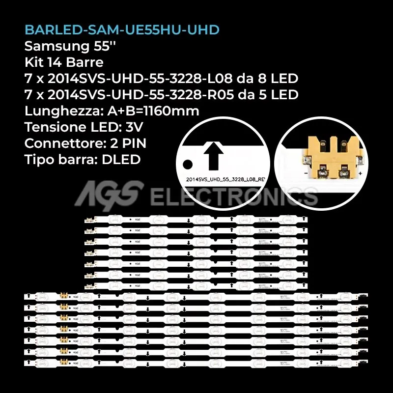 kit 14 barre LED retroilluminazione per Samsung 55 pollici modello UN55HU6830FXZA