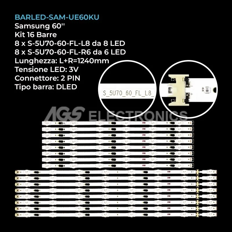 kit 16 barre LED retroilluminazione per Samsung 60 pollici pannello CYGK060HGSV2H