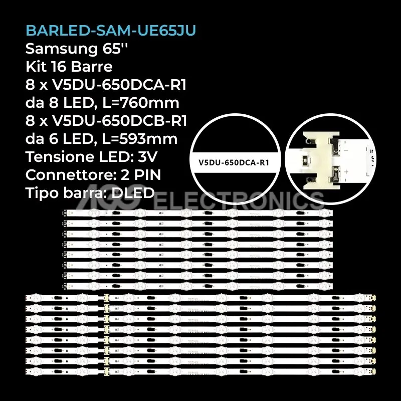kit 16 barre LED retroilluminazione per Samsung 65 pollici modello UN65JS7000FXZA