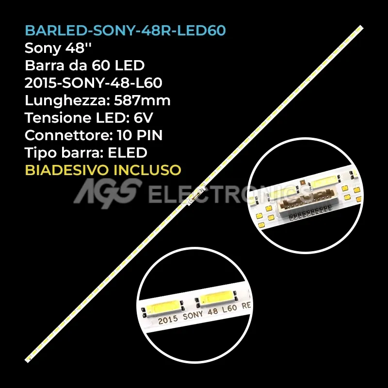 kit 1 barre LED retroilluminazione per Sony 48 pollici modello KDL48R555C