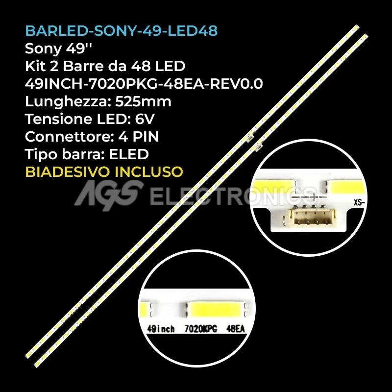 kit 2 barre LED retroilluminazione per Sony 49 pollici modello SYV4941