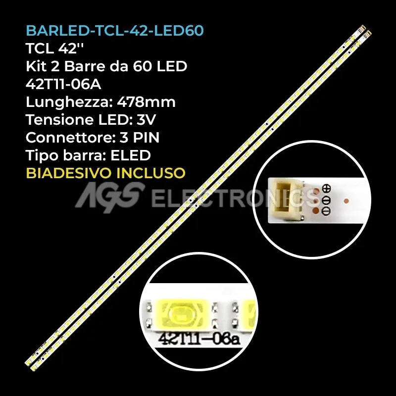 kit 2 barre LED retroilluminazione per LG 42 pollici modello 42LV3500