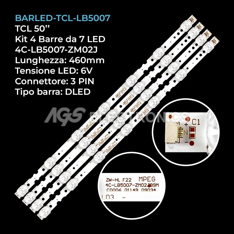 kit 4 barre LED retroilluminazione per Thomson 50 pollici modello 50UD6306