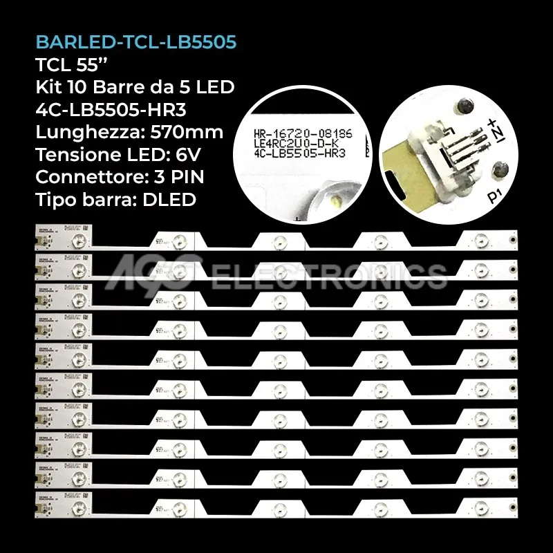 kit 10 barre LED retroilluminazione per TCL 55 pollici modello L55E5800AUD