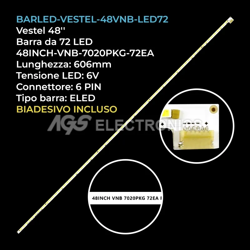 kit 1 barre LED retroilluminazione per Toshiba 48 pollici modello 48L3451DB