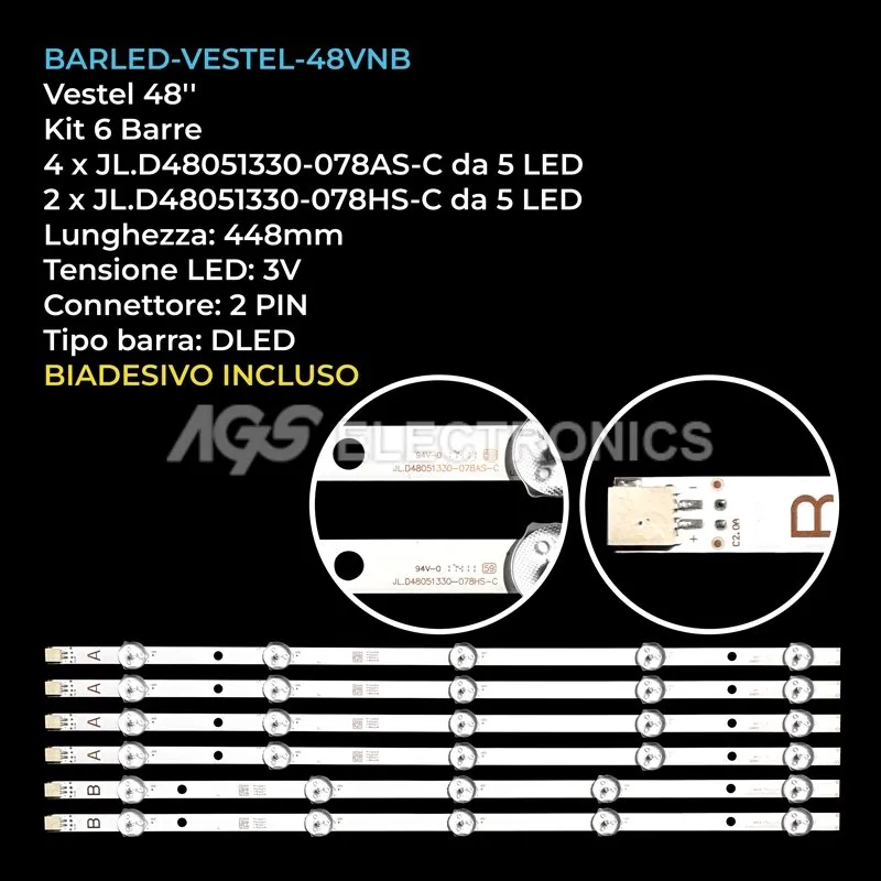kit 6 barre LED retroilluminazione per Luxor 48 pollici modello LUX014800601