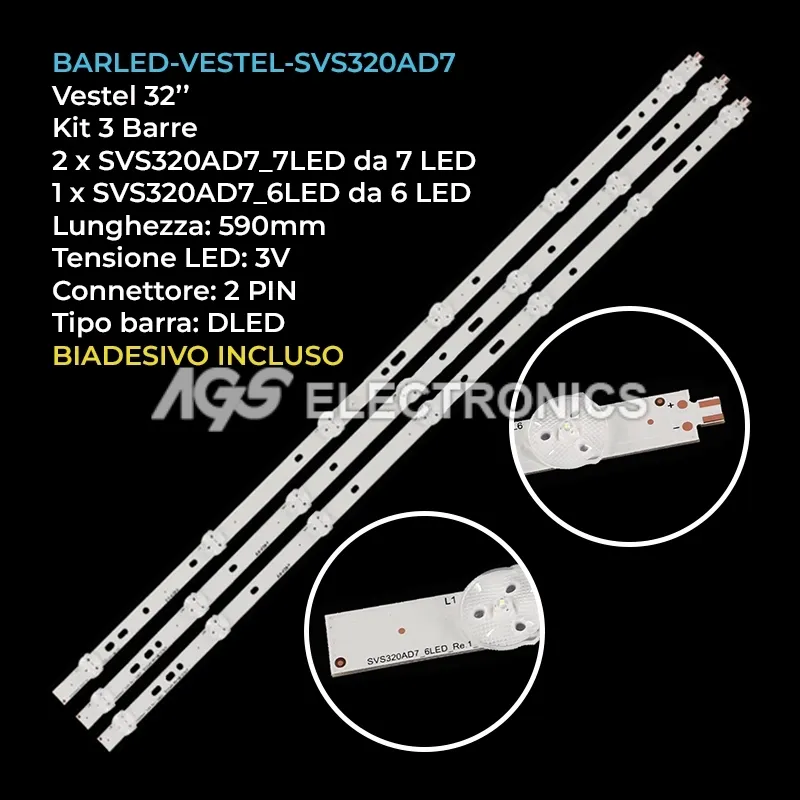 kit 3 barre LED retroilluminazione per Philips 32 pollici modello 32PFL3107H12